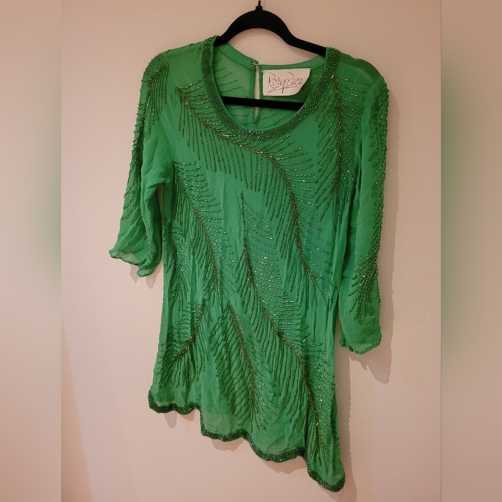 Green Embellished Women's Top